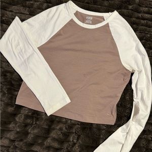 PINK long sleeve cropped tee